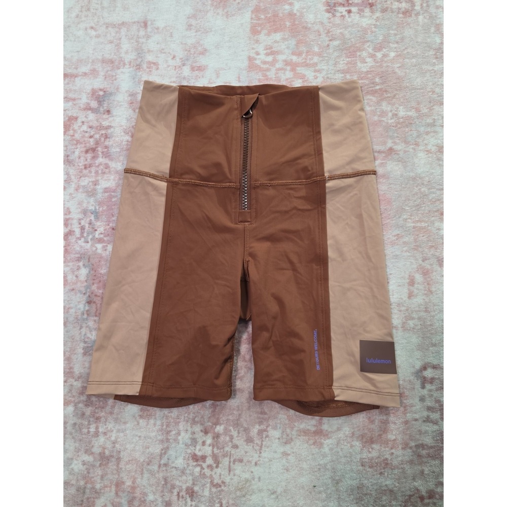 Lululemon Hike to Swim High Rise Short Ancient Copper Pink Clay Front Zip Size 2